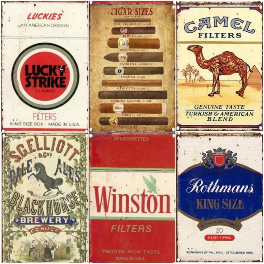 Vape Decoration - Vintage Tobacco Cigarette Metal Sign -