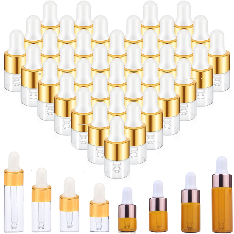 Juice Bottle Dropper - 5Pcs 1ml/2ml/3ml/5ml Empty Glass Dropper Bottles
